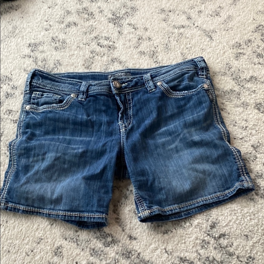 Silver | Suki Flap Short - Blue Denim Women's Shorts - W34